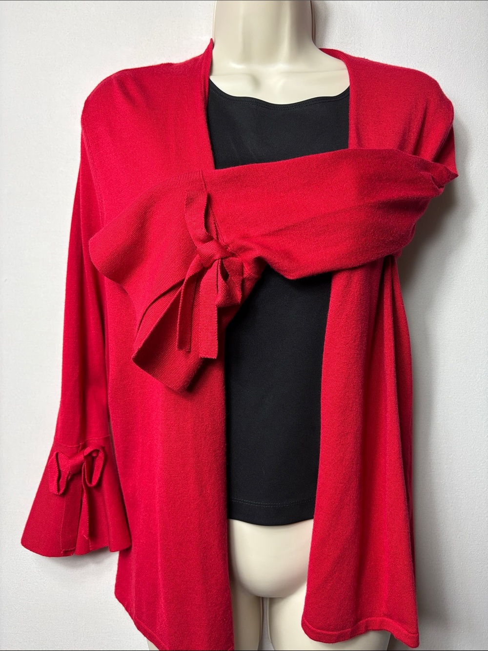 ❤️ Alfani Red Open Cardigan with Flared Sleeve Accents